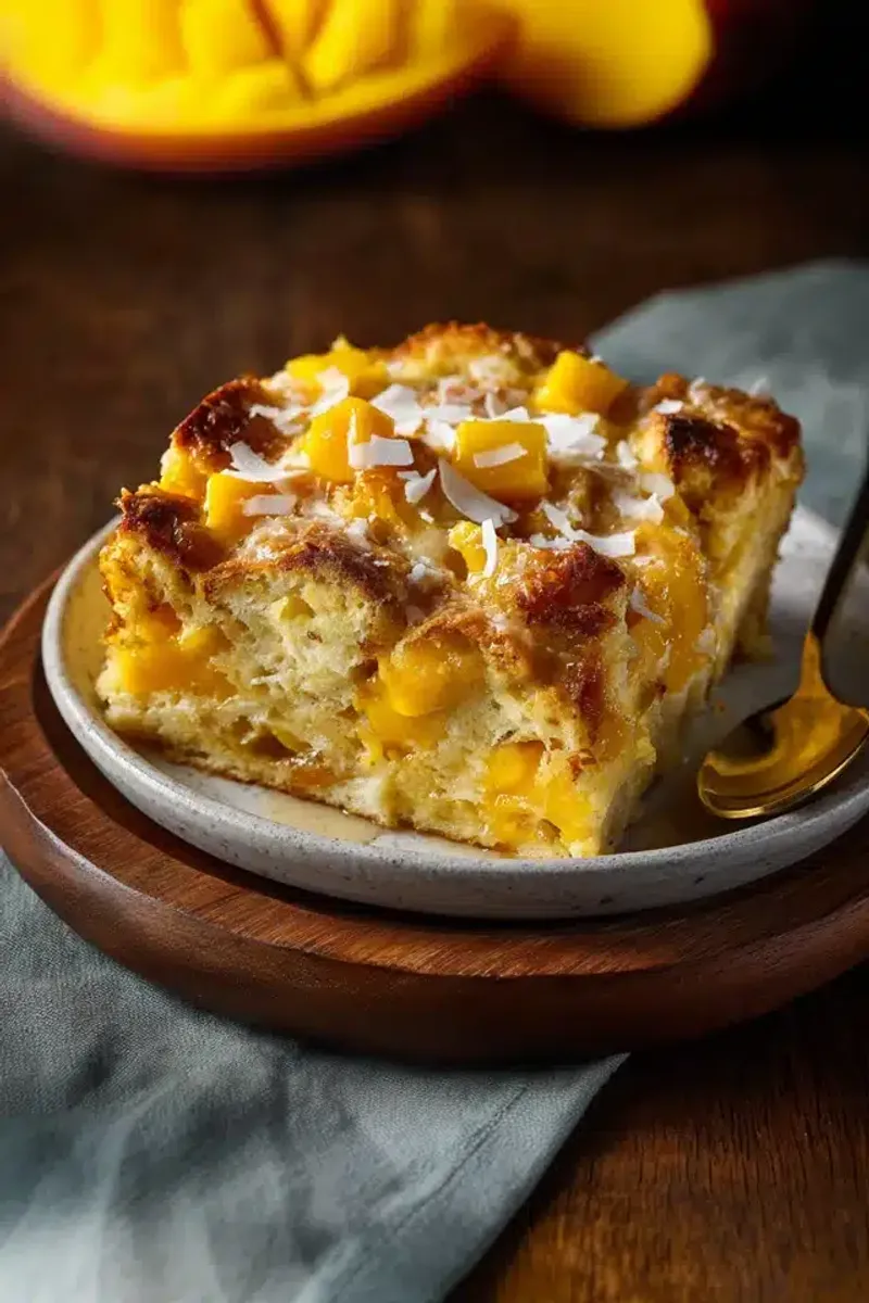 Mango Kiwi Bread Pudding