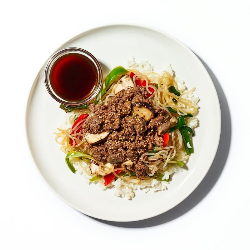 Japchae Bap Over Rice