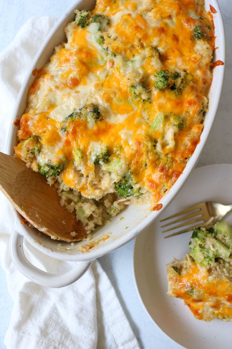 Broccoli Cheddar Quinoa Bites Casserole