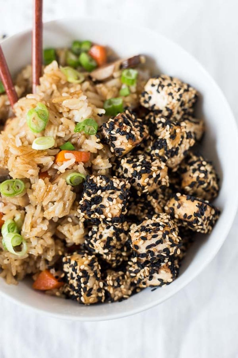 Sesame Crusted Tofu Rice Bowl