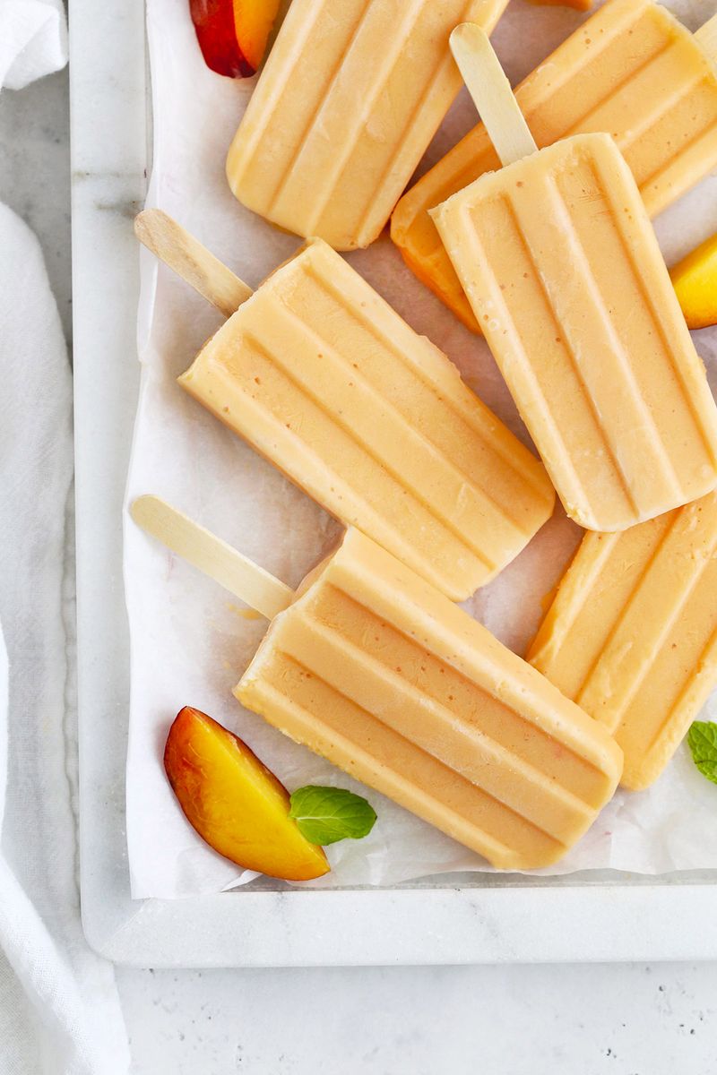 Frozen Peach Yogurt Pops