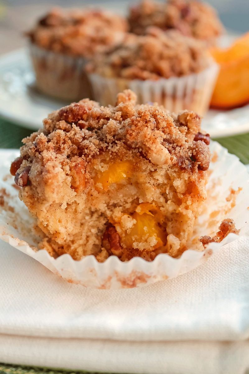 Peach Muffins with Crumb Topping