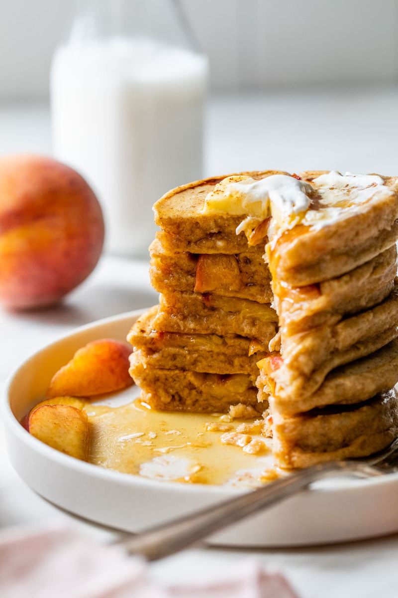 Fluffy Peach Pancakes