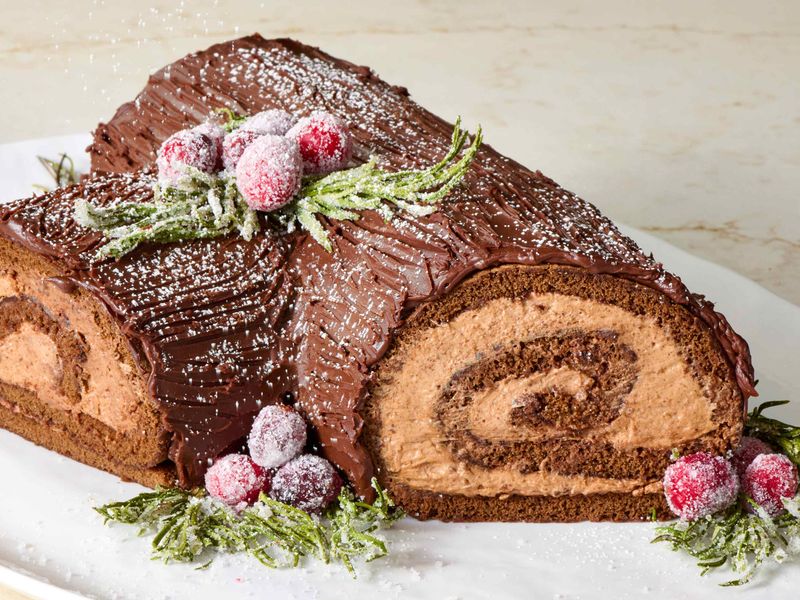 Yule Log Cake Made for Celebration