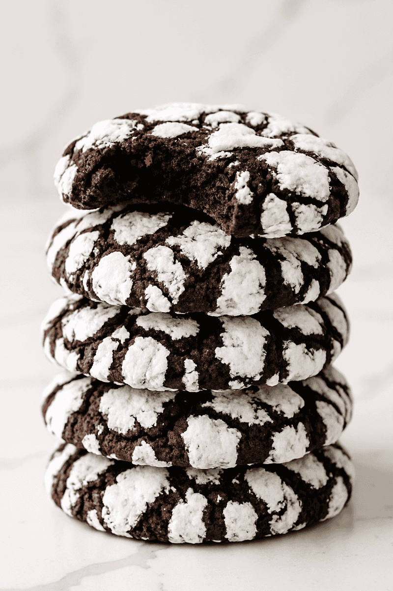 Chocolate Crinkles Wearing Powdered Snow