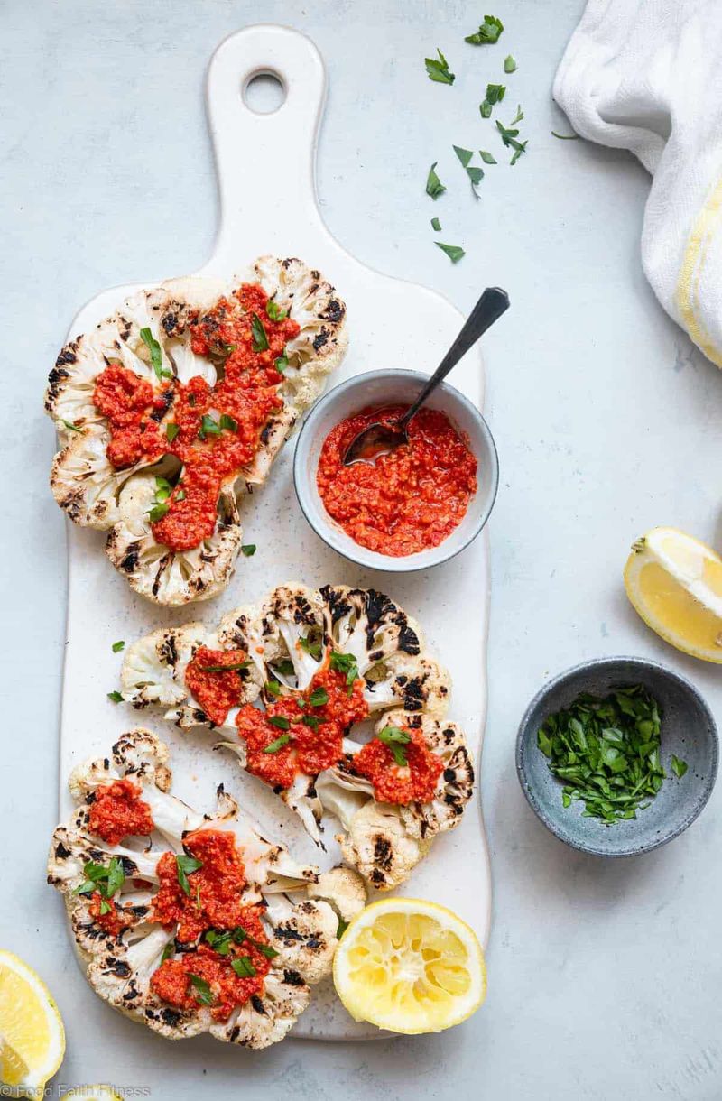 Spanish Cauliflower with Romesco Sauce