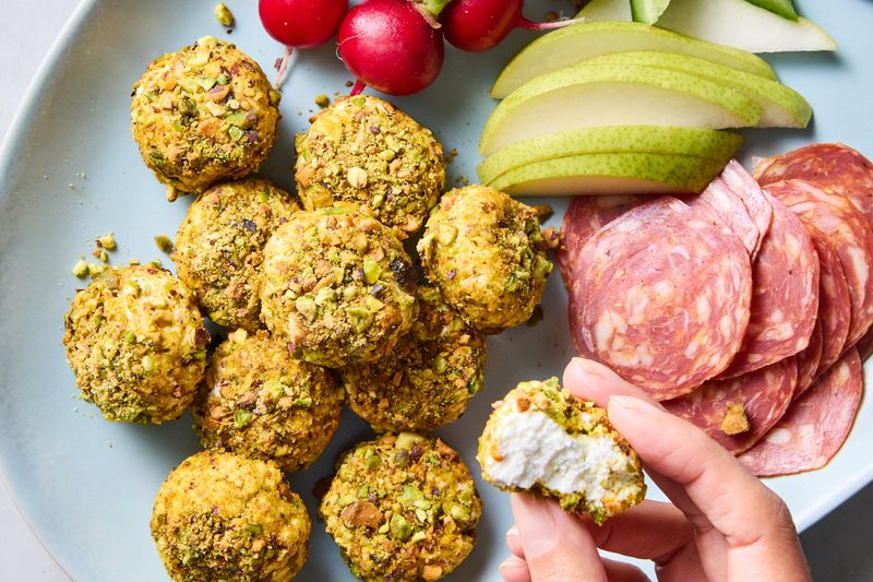 Pistachio Crusted Goat Cheese Bites