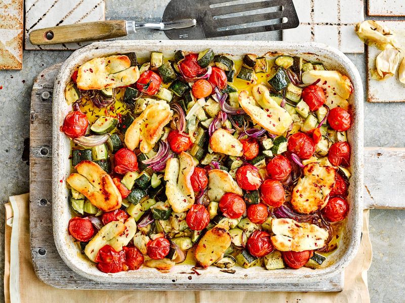 Roasted Veggie and Halloumi Tray
