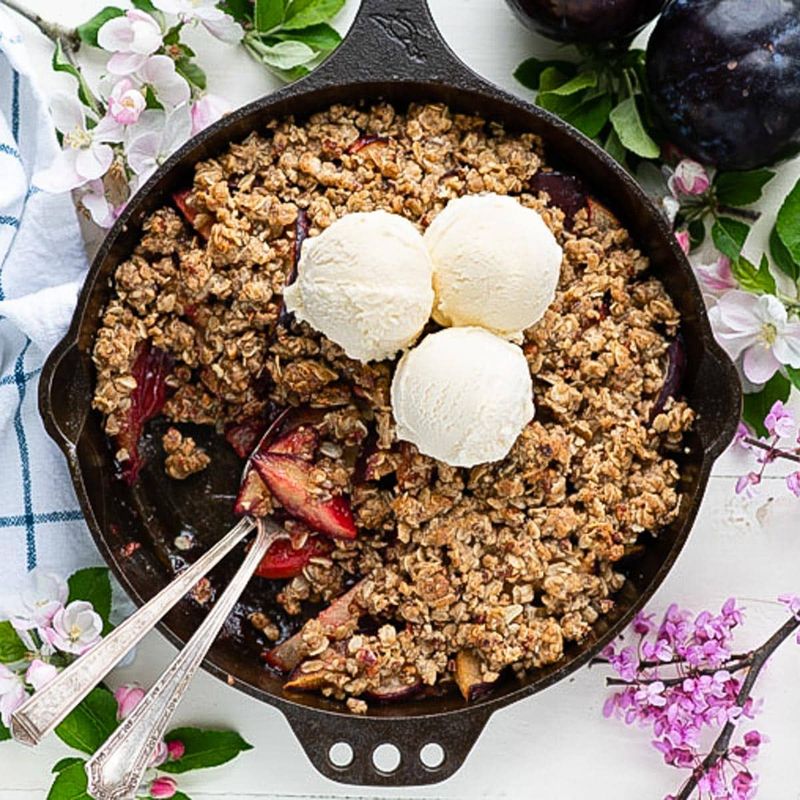 Plum Crisp With Oats and Pecans