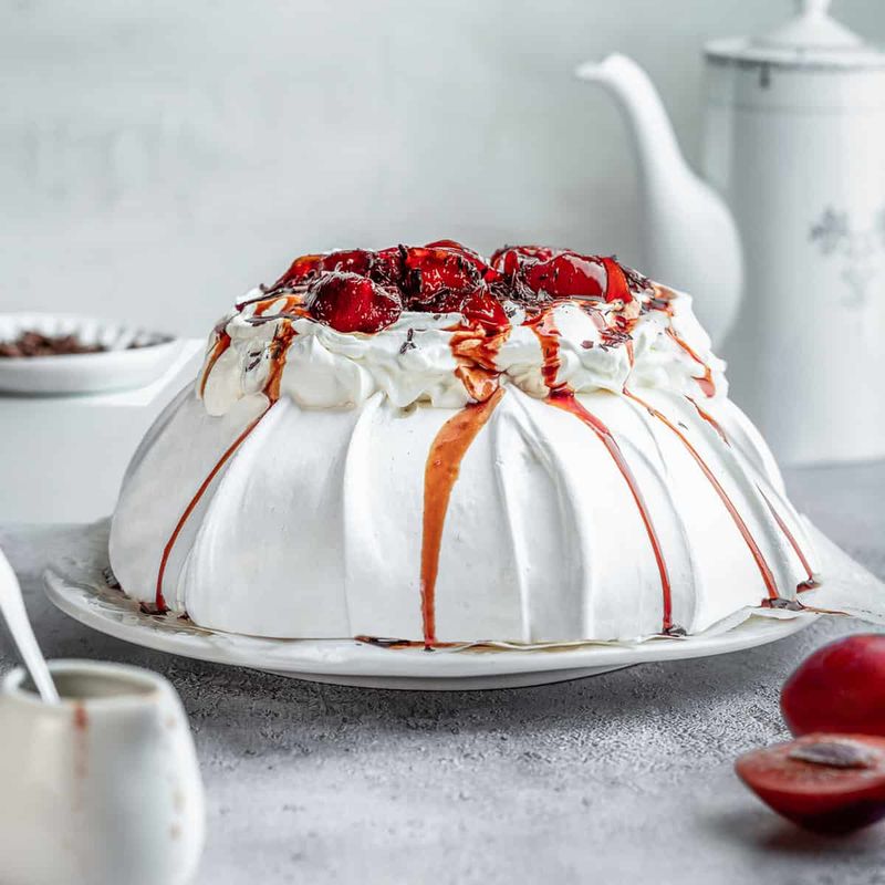 Roasted Plum Pavlova