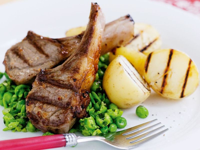 Lamb Chops with Smashed Peas