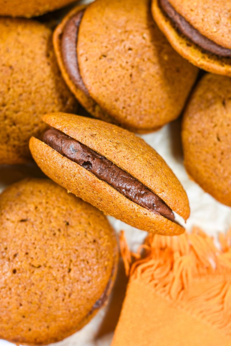 Pumpkin Whoopie Pies with Chocolate Filling