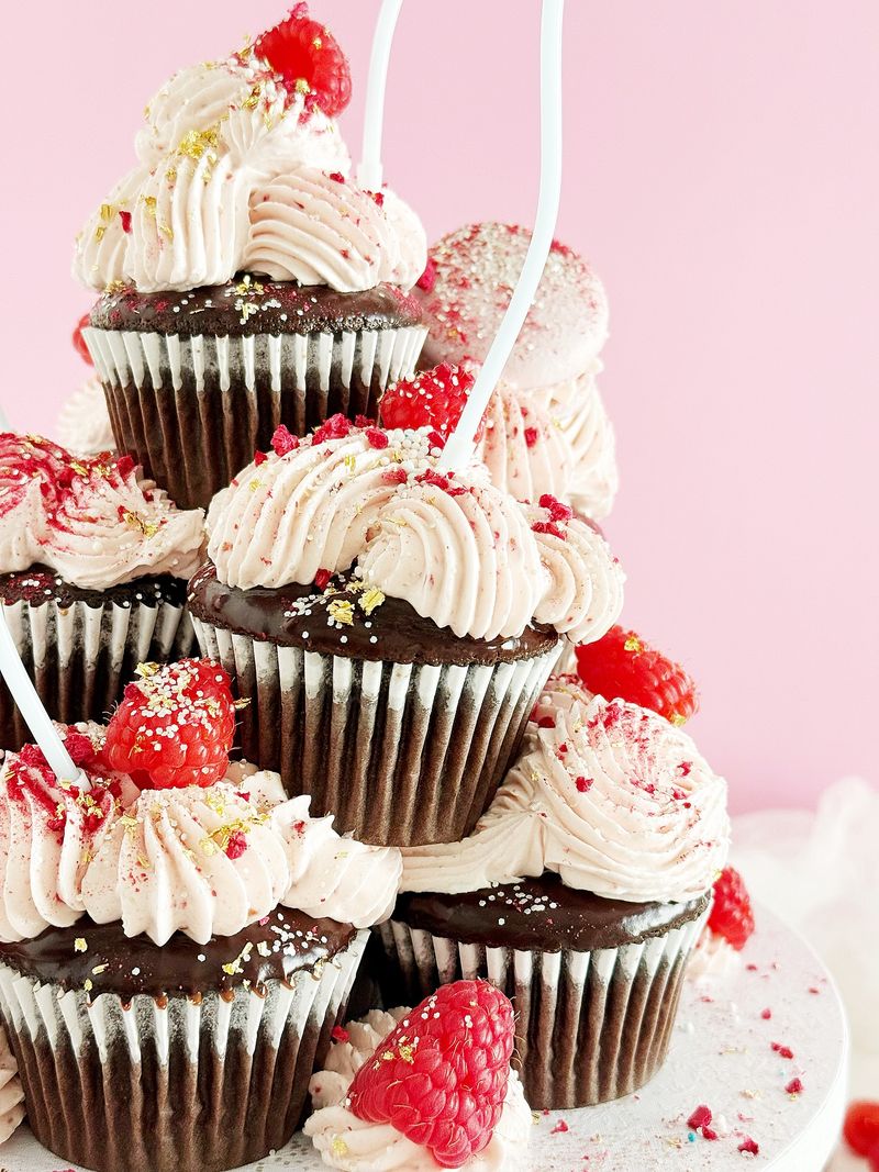 Mini Raspberry Cupcake Tower