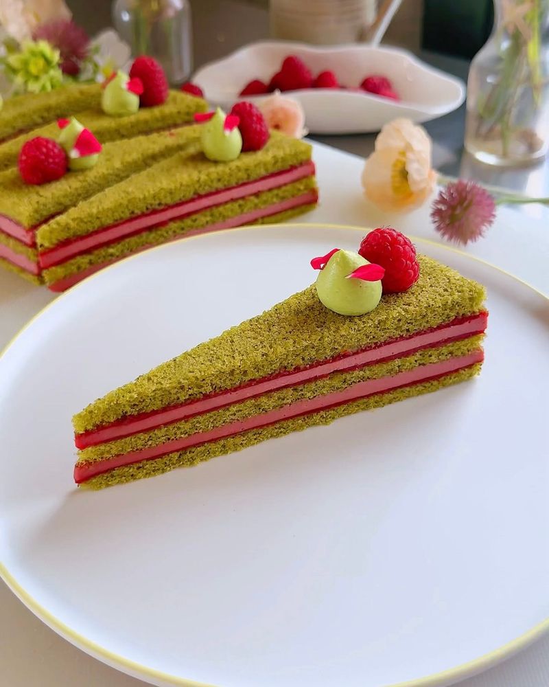 Raspberry Matcha Cake