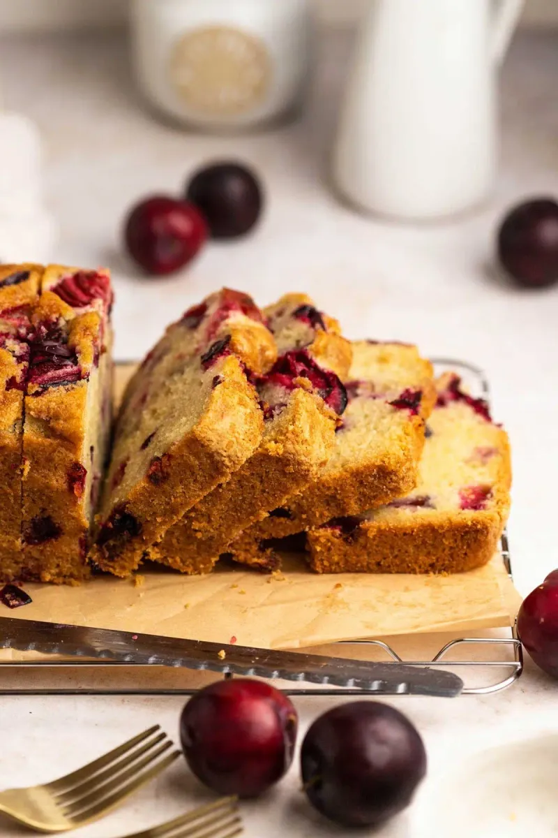 Plum and Ginger Loaf Cake