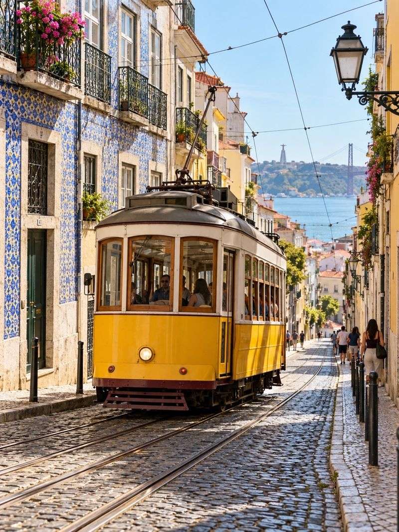 Lisbon, Portugal: Colorful Streets Above the River