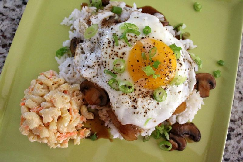 Hawaiian Loco Moco with Potato Mac Salad