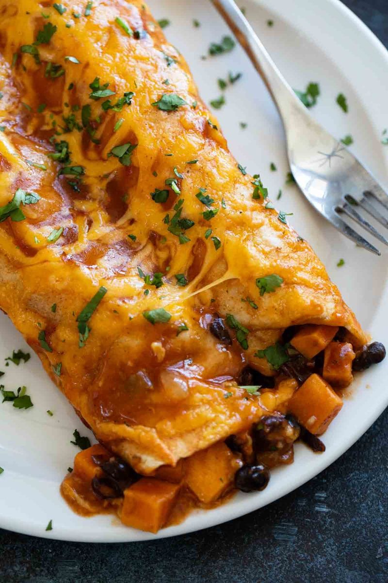 Sweet Potato and Bean Enchiladas
