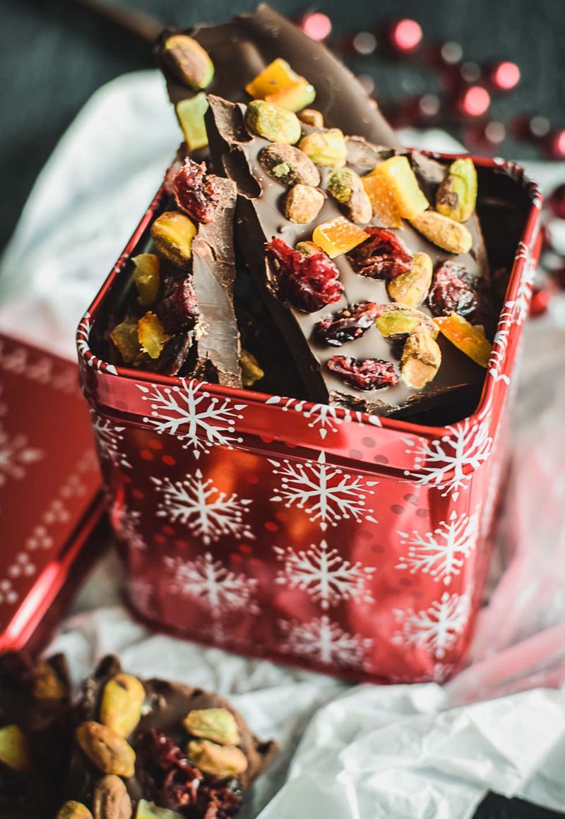 Chocolate Bark With Colorful Toppings
