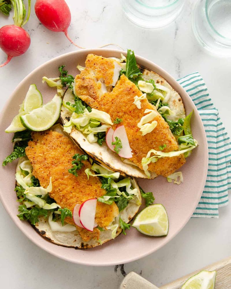 Pumpkin Seed Crusted Fish Tacos