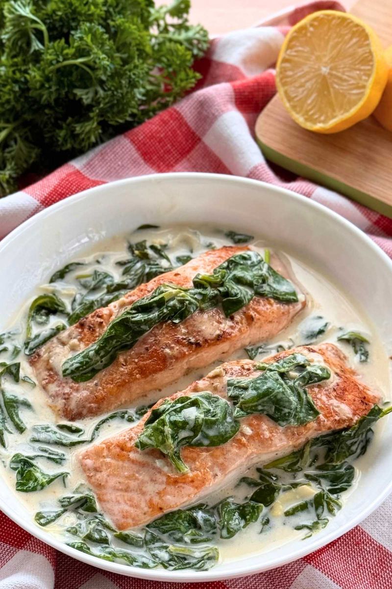Creamy Spinach Salmon Bake
