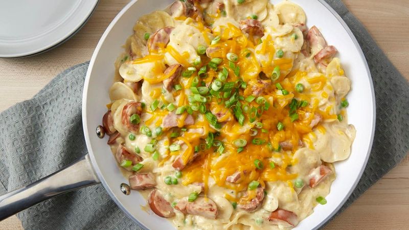Cheesy Kielbasa Potato Skillet