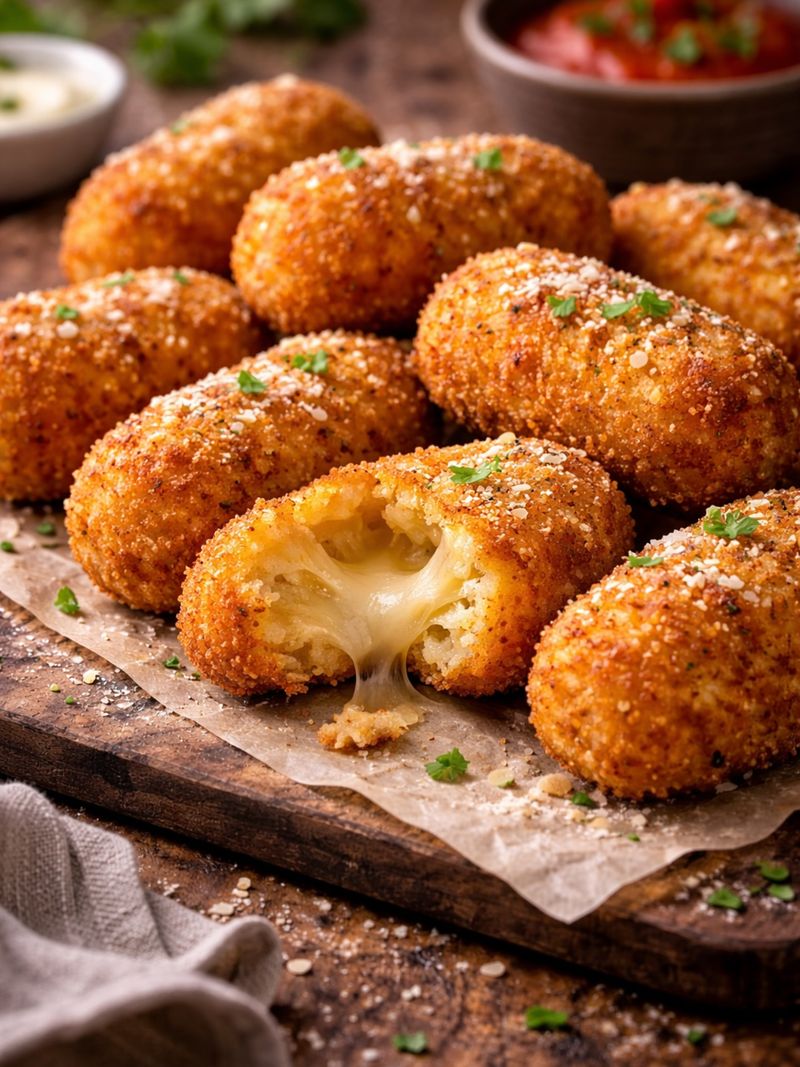 Golden Cheesy Potato Croquettes