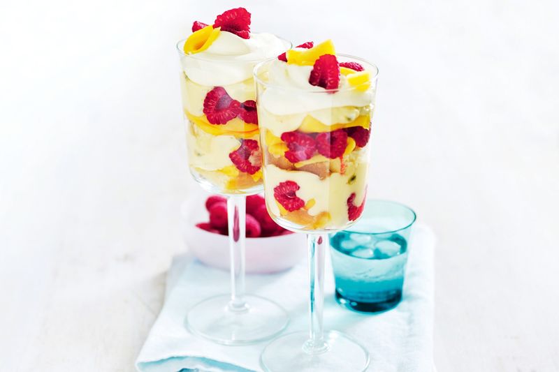 Mango Raspberry Swirl Pudding