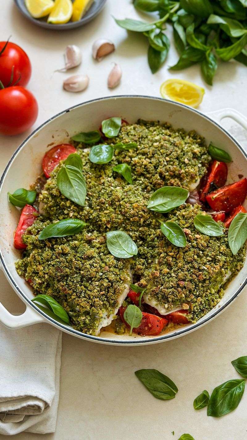 Pesto Crusted Cod