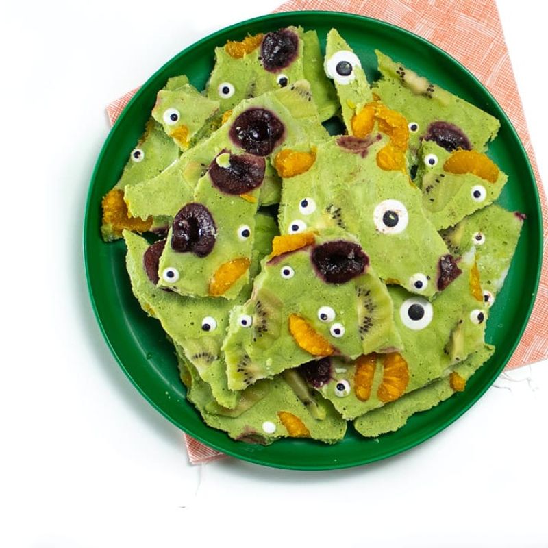 Frozen Yogurt Bark with Candy Eyes