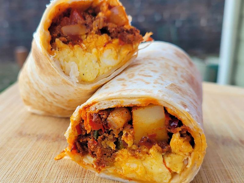 Breakfast Burrito Loaded With Chili