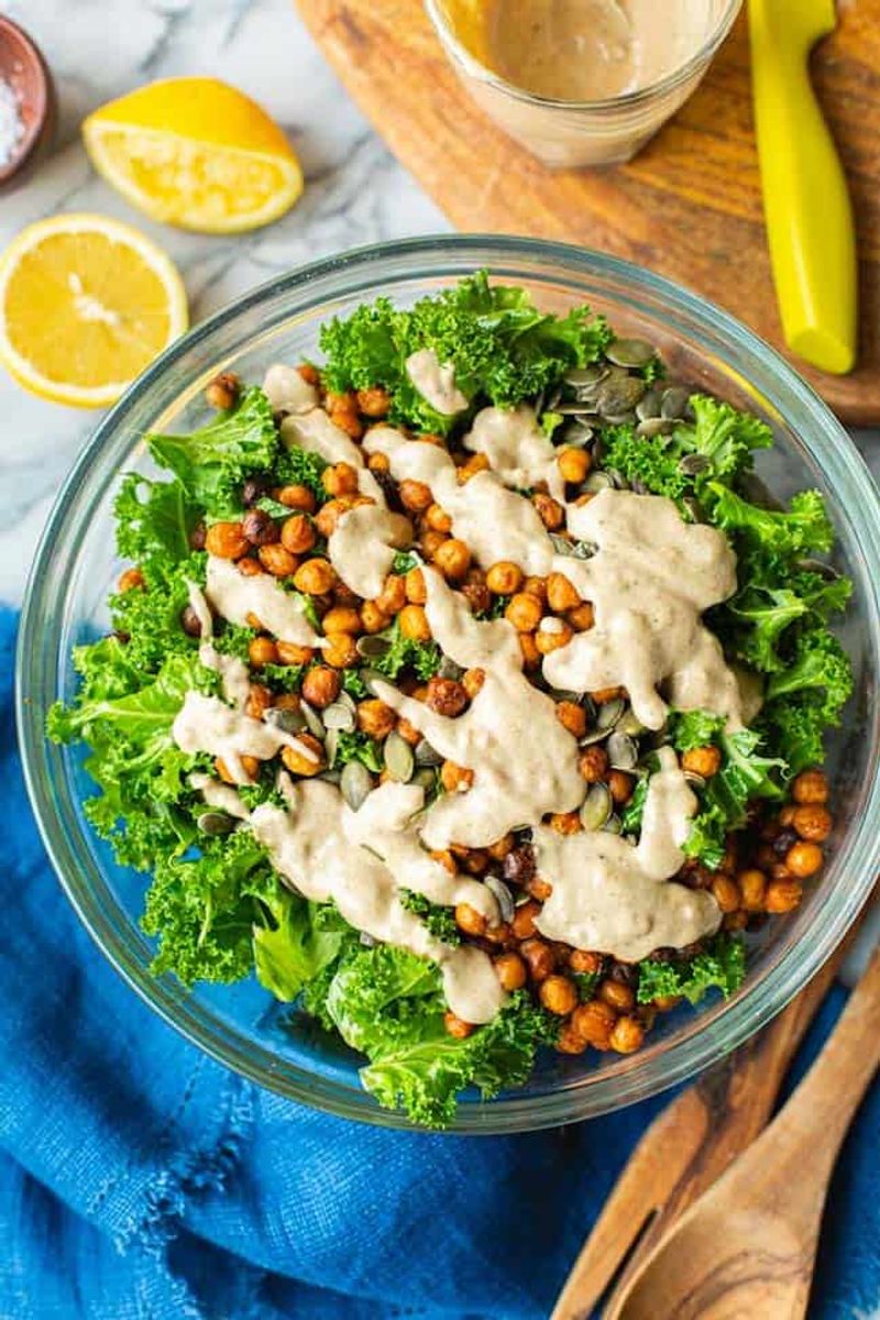 Chickpea and Kale Salad with Tahini