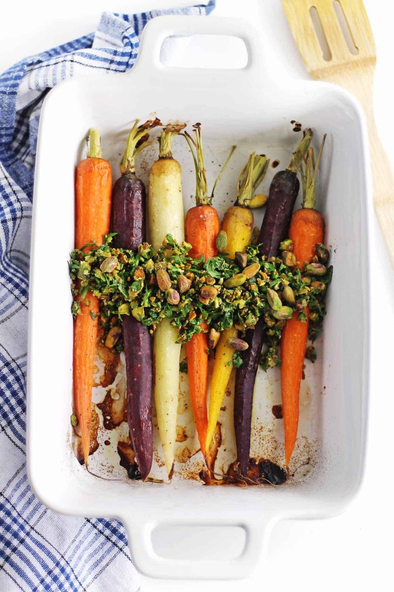 Roasted Carrots with Pistachio Gremolata