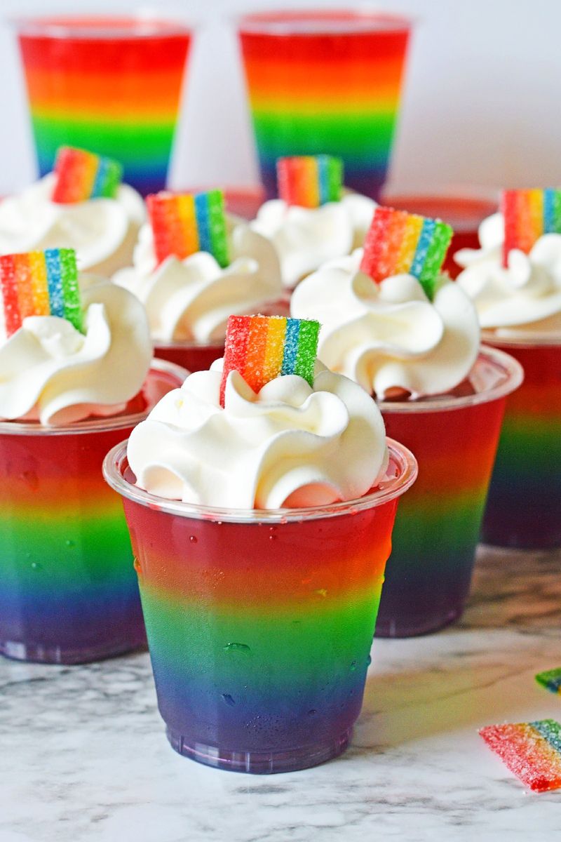 Jiggly Rainbow Jello Cups