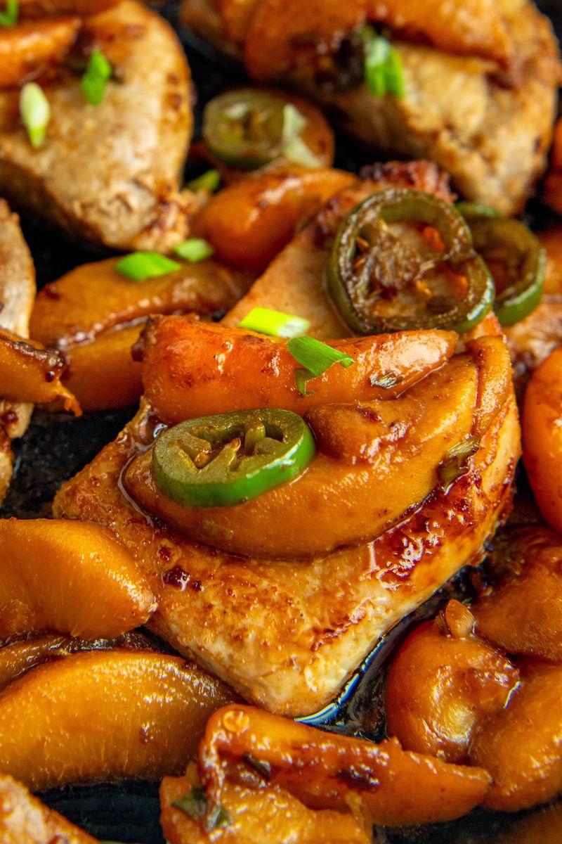 Peach Jalapeno Glazed Pork Chops