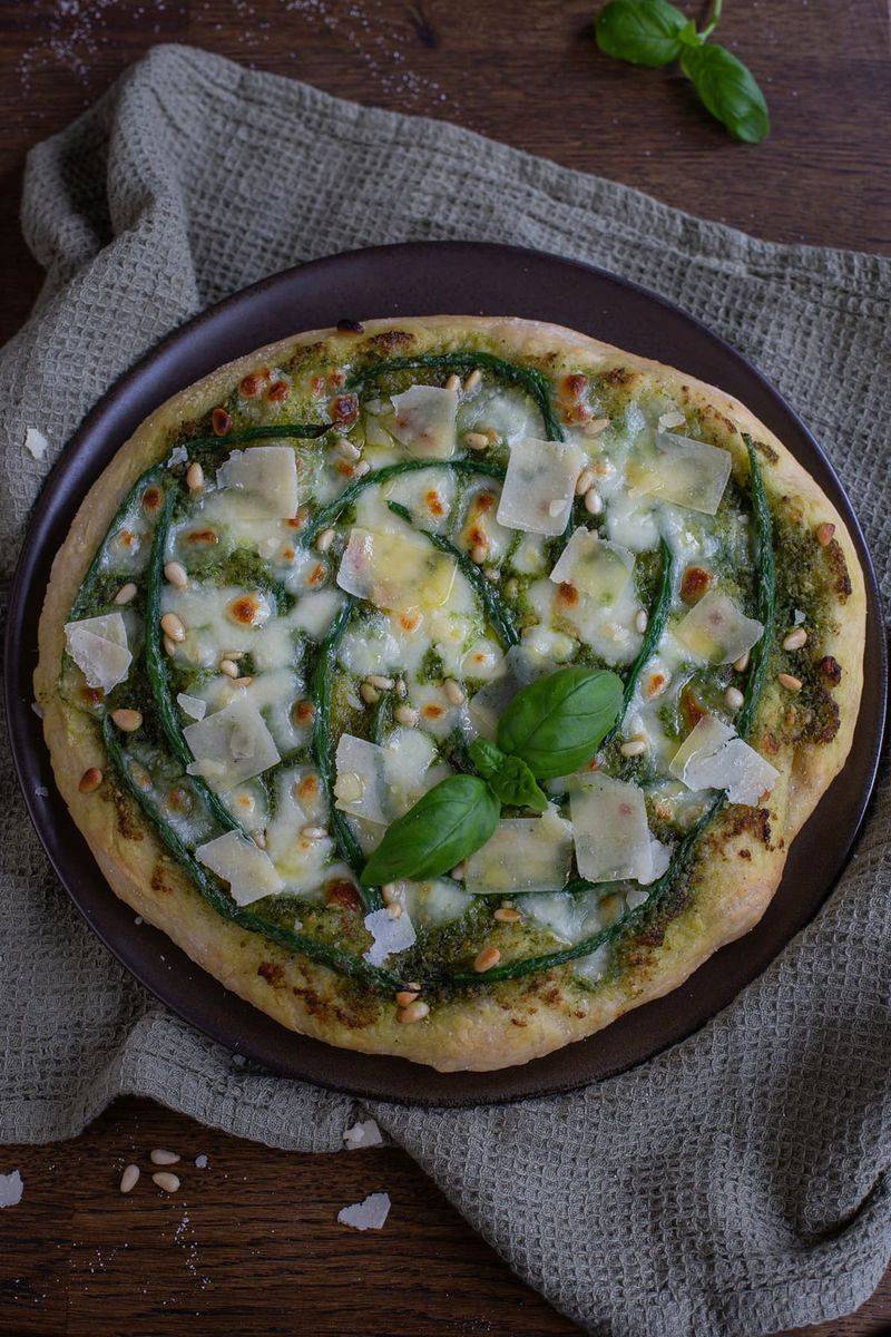 Roasted Green Bean Pesto Flatbread
