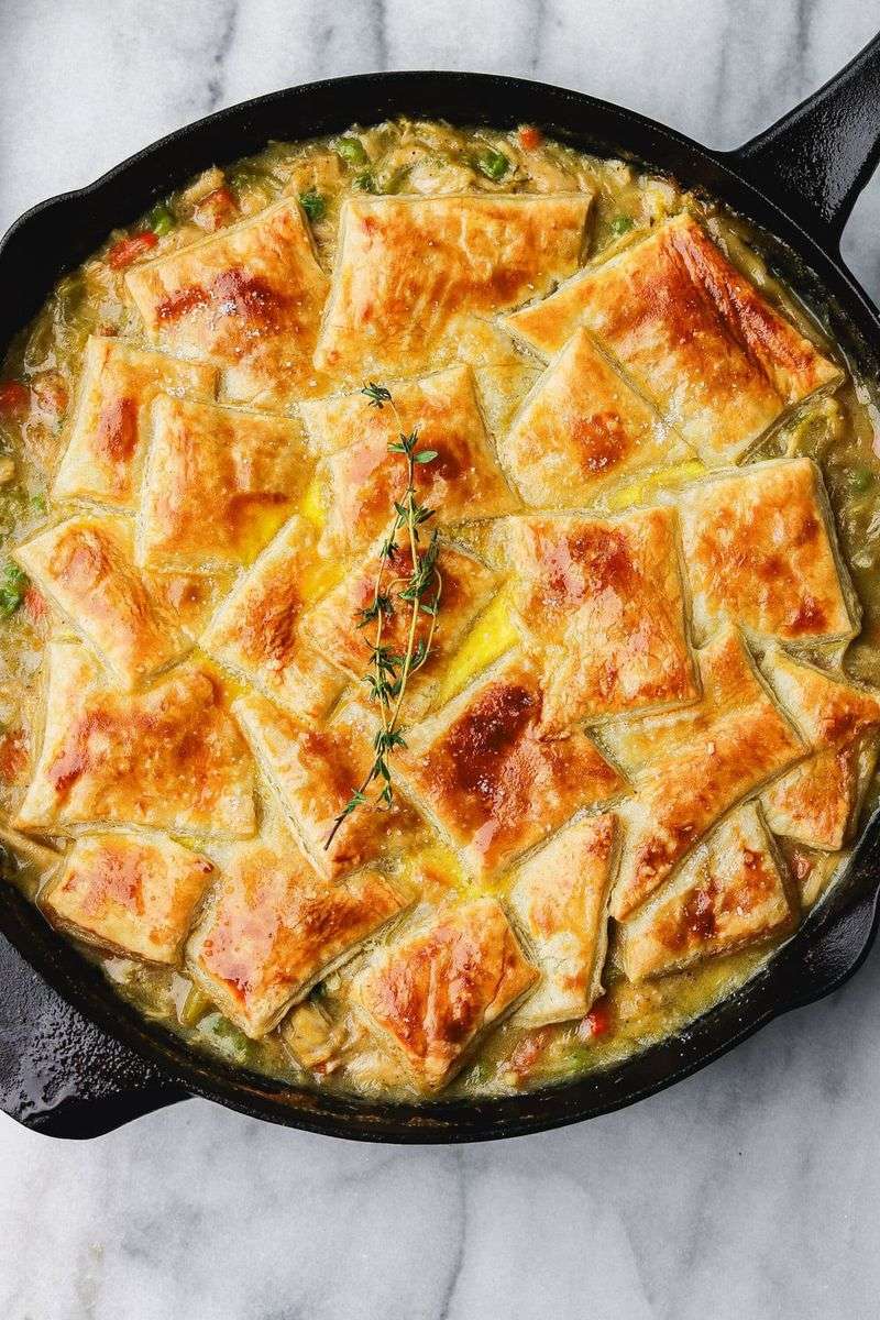 Skillet Pot Pie with Pastry Rounds