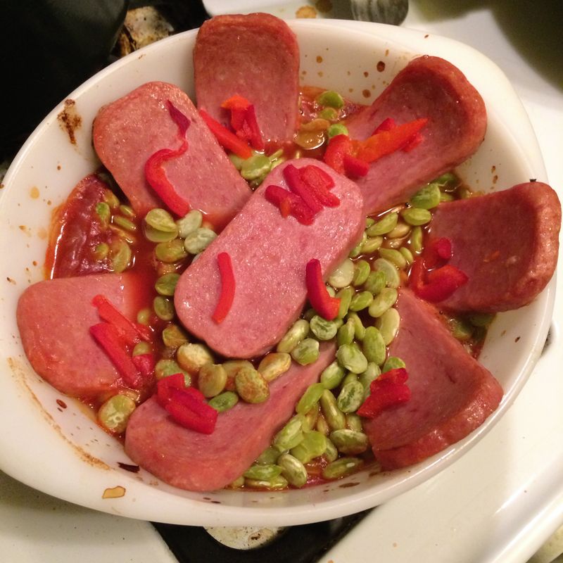 Spam and Lima Bean Bake