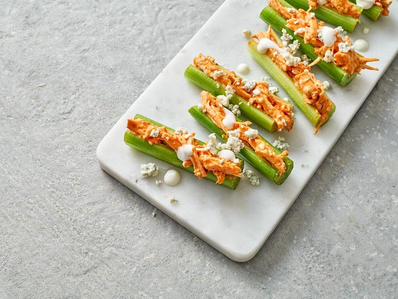 Buffalo Chicken Stuffed Celery Boats