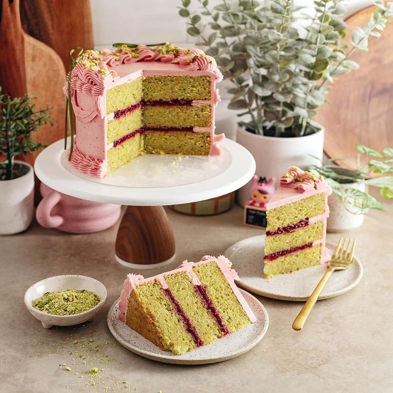 Raspberry Pistachio Cake