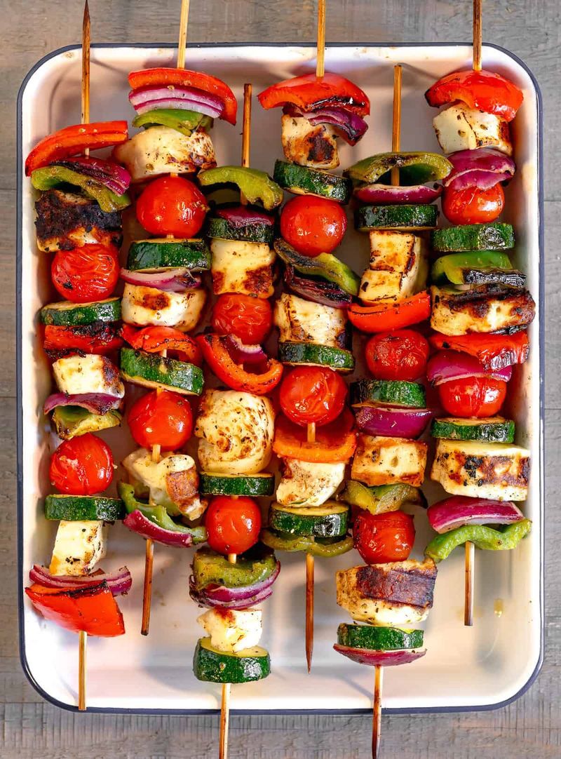 Halloumi and Veggie Skewers
