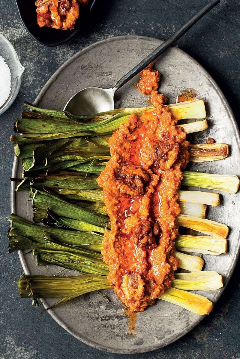 Grilled Leeks with Romesco