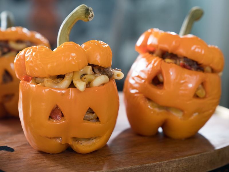 Jack-O-Lantern Stuffed Peppers