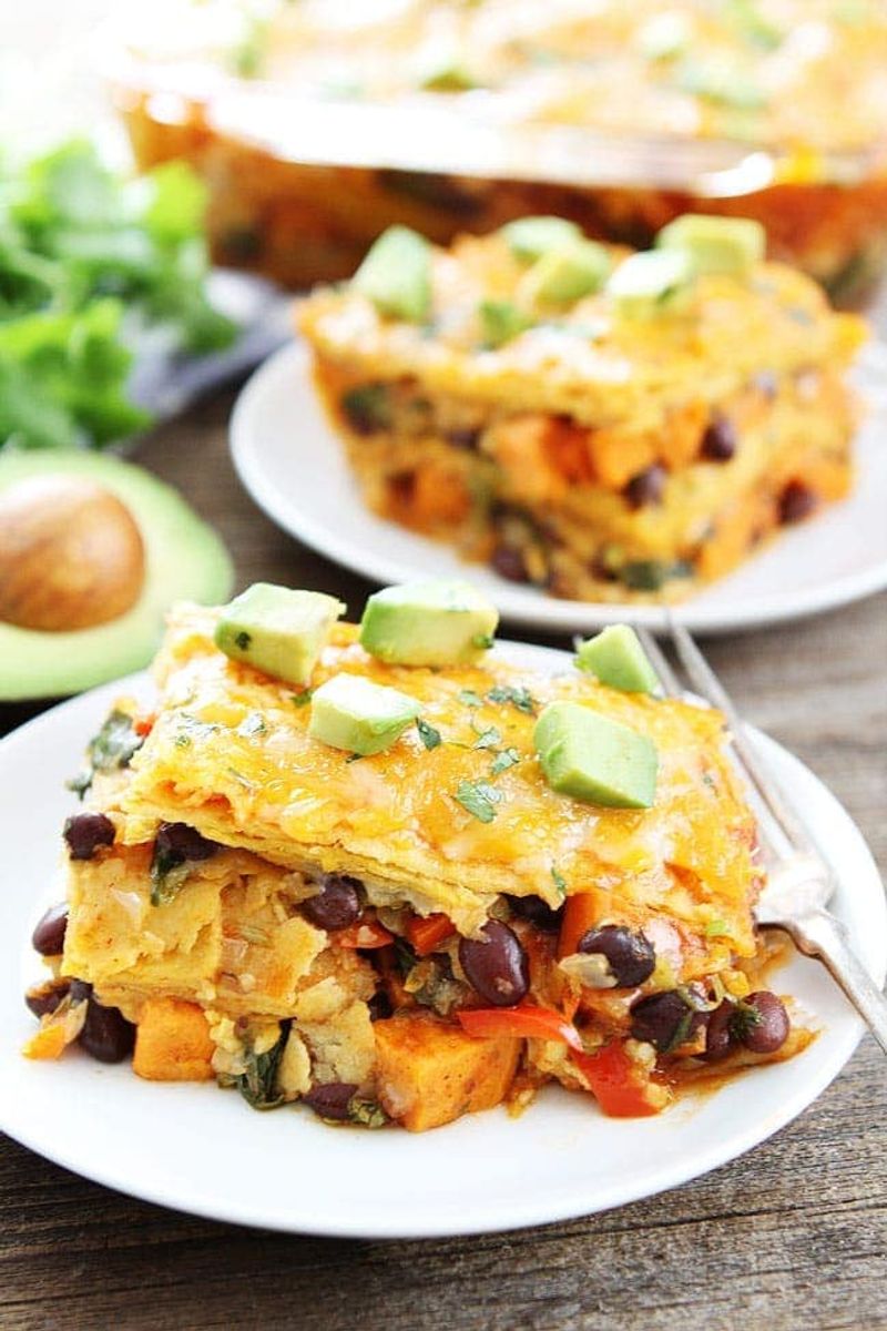 Sweet Potato and Black Bean Enchilada Bake